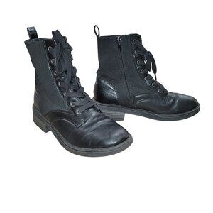 Life Stride Knockout Lace Up Combat Boots Size‎ 8 Black Grunge Casual Midcalf